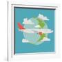 Vector Modern Delivery Web Icon on Flying Transport Freight Cargo Jet Airliner Plane, Flat Design,-Mascha Tace-Framed Art Print