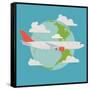 Vector Modern Delivery Web Icon on Flying Transport Freight Cargo Jet Airliner Plane, Flat Design,-Mascha Tace-Framed Stretched Canvas