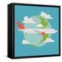 Vector Modern Delivery Web Icon on Flying Transport Freight Cargo Jet Airliner Plane, Flat Design,-Mascha Tace-Framed Stretched Canvas