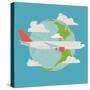 Vector Modern Delivery Web Icon on Flying Transport Freight Cargo Jet Airliner Plane, Flat Design,-Mascha Tace-Stretched Canvas