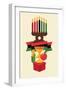 Vector Modern Flat Concept Design on Kwanzaa Greeting Card Featuring Kinara Candle Holder with Lit-Mascha Tace-Framed Art Print