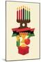 Vector Modern Flat Concept Design on Kwanzaa Greeting Card Featuring Kinara Candle Holder with Lit-Mascha Tace-Mounted Art Print