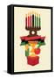 Vector Modern Flat Concept Design on Kwanzaa Greeting Card Featuring Kinara Candle Holder with Lit-Mascha Tace-Framed Stretched Canvas