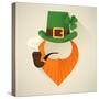 Vector Modern Flat Design Icon on Saint Patrick's Day Character Leprechaun with Green Hat, Red Bear-Mascha Tace-Stretched Canvas