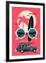 Vector Modern Flat Wall Art Poster Design on Hot Summer Vacation, Beach Recreation, Water Activitie-Mascha Tace-Framed Art Print