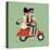 Vector Modern Icon on Hipster Young Man and Woman Couple Characters Riding Fast Retro Scooter Weari-Mascha Tace-Stretched Canvas