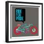 Vector Motorbike Illustration Ride for Pride Colorful Poster-singpentinkhappy-Framed Art Print