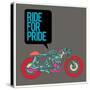 Vector Motorbike Illustration Ride for Pride Colorful Poster-singpentinkhappy-Stretched Canvas