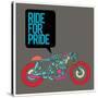 Vector Motorbike Illustration Ride for Pride Colorful Poster-singpentinkhappy-Stretched Canvas