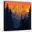 Vector Mountains Evening Landscape with Puma and Goat-SaveJungle-Stretched Canvas