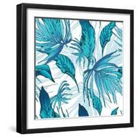 Vector Natural Vintage Seamless Exotic Pattern with Tropical Leaves, Botanical Illustration on Whit-Varvara Kurakina-Framed Art Print