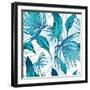 Vector Natural Vintage Seamless Exotic Pattern with Tropical Leaves, Botanical Illustration on Whit-Varvara Kurakina-Framed Art Print