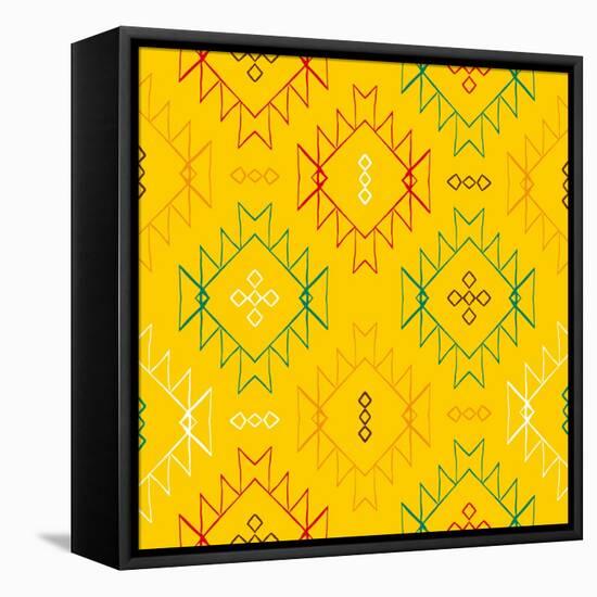 Vector Navajo Tribal Ornament-tukkki-Framed Stretched Canvas