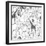 Vector Pattern with African Animals.-rraya-Framed Photographic Print