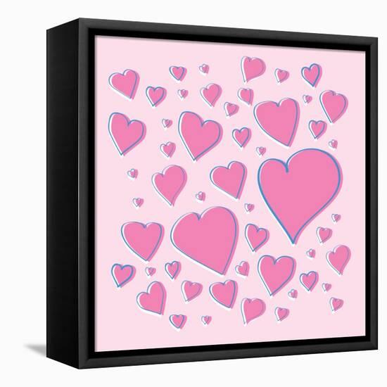 Vector Pink Hearts-skoo-Framed Stretched Canvas