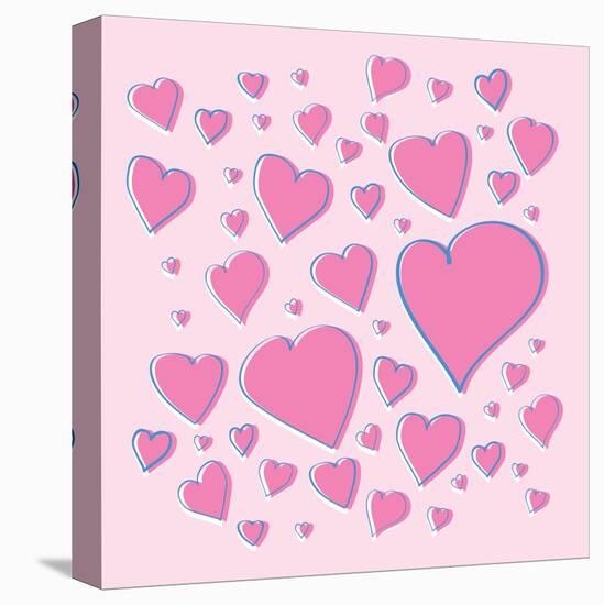 Vector Pink Hearts-skoo-Stretched Canvas