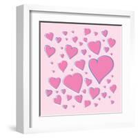 Vector Pink Hearts-skoo-Framed Art Print