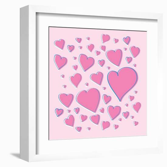 Vector Pink Hearts-skoo-Framed Art Print