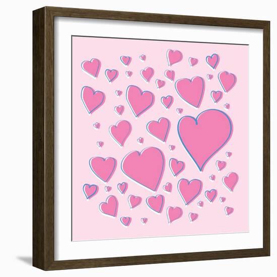 Vector Pink Hearts-skoo-Framed Art Print