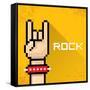 Vector Pixel Art Hand Sign Rock N Roll Music.-rock n roll-Framed Stretched Canvas