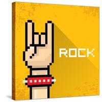 Vector Pixel Art Hand Sign Rock N Roll Music.-rock n roll-Stretched Canvas