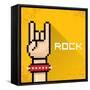 Vector Pixel Art Hand Sign Rock N Roll Music.-rock n roll-Framed Stretched Canvas