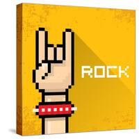 Vector Pixel Art Hand Sign Rock N Roll Music.-rock n roll-Stretched Canvas