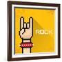 Vector Pixel Art Hand Sign Rock N Roll Music.-rock n roll-Framed Art Print