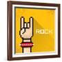 Vector Pixel Art Hand Sign Rock N Roll Music.-rock n roll-Framed Art Print