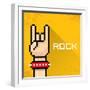 Vector Pixel Art Hand Sign Rock N Roll Music.-rock n roll-Framed Art Print