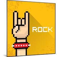 Vector Pixel Art Hand Sign Rock N Roll Music.-rock n roll-Mounted Art Print