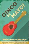 Mexican Guitar. Posters in Retro Style. Cinco De Mayo. Vector Illustration.-Vector Posters and Cards-Stretched Canvas