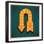 Vector Realistic 3D Volumetric Icon on Marquee Sign U-Turn Arrow Lit up with Electric Bulbs | Retro-Mascha Tace-Framed Art Print