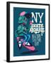 Vector Retro Robot, Skateboard, Skater-braingraph-Framed Art Print