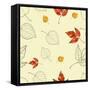 Vector Seamless Background with Autumn Leaves-lolya1988-Framed Stretched Canvas