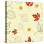 Vector Seamless Background with Autumn Leaves-lolya1988-Stretched Canvas