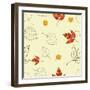 Vector Seamless Background with Autumn Leaves-lolya1988-Framed Art Print