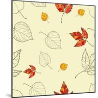 Vector Seamless Background with Autumn Leaves-lolya1988-Mounted Art Print
