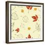 Vector Seamless Background with Autumn Leaves-lolya1988-Framed Premium Giclee Print