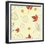 Vector Seamless Background with Autumn Leaves-lolya1988-Framed Premium Giclee Print