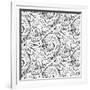 Vector Seamless Monochrome Floral Pattern. Hand Drawn Floral Texture, Decorative Flowers, Coloring-null-Framed Art Print