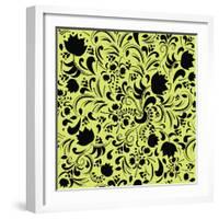 Vector Seamless Pattern Flowers on a Green Background.-Yaroslavna-Framed Art Print