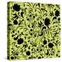 Vector Seamless Pattern Flowers on a Green Background.-Yaroslavna-Stretched Canvas