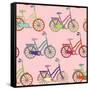 Vector Seamless Pattern with Bicycle. Can Be Used for Desktop Wallpaper or Frame for a Wall Hanging-Maria_Galybina-Framed Stretched Canvas