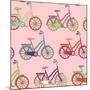 Vector Seamless Pattern with Bicycle. Can Be Used for Desktop Wallpaper or Frame for a Wall Hanging-Maria_Galybina-Mounted Art Print