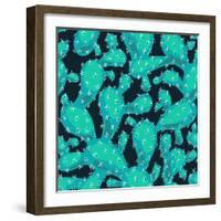 Vector Seamless Pattern with Bright Green Cactus-Anna Paff-Framed Art Print