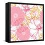 Vector Seamless Pattern with Pink Flowers-rraya-Framed Stretched Canvas