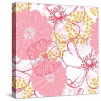 Vector Seamless Pattern with Pink Flowers-rraya-Stretched Canvas