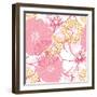 Vector Seamless Pattern with Pink Flowers-rraya-Framed Photographic Print