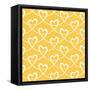 Vector Seamless Pattern with Stylized Hearts of White Ribbons. Romantic Gold Decorative Graphic Bac-anfisa focusova-Framed Stretched Canvas